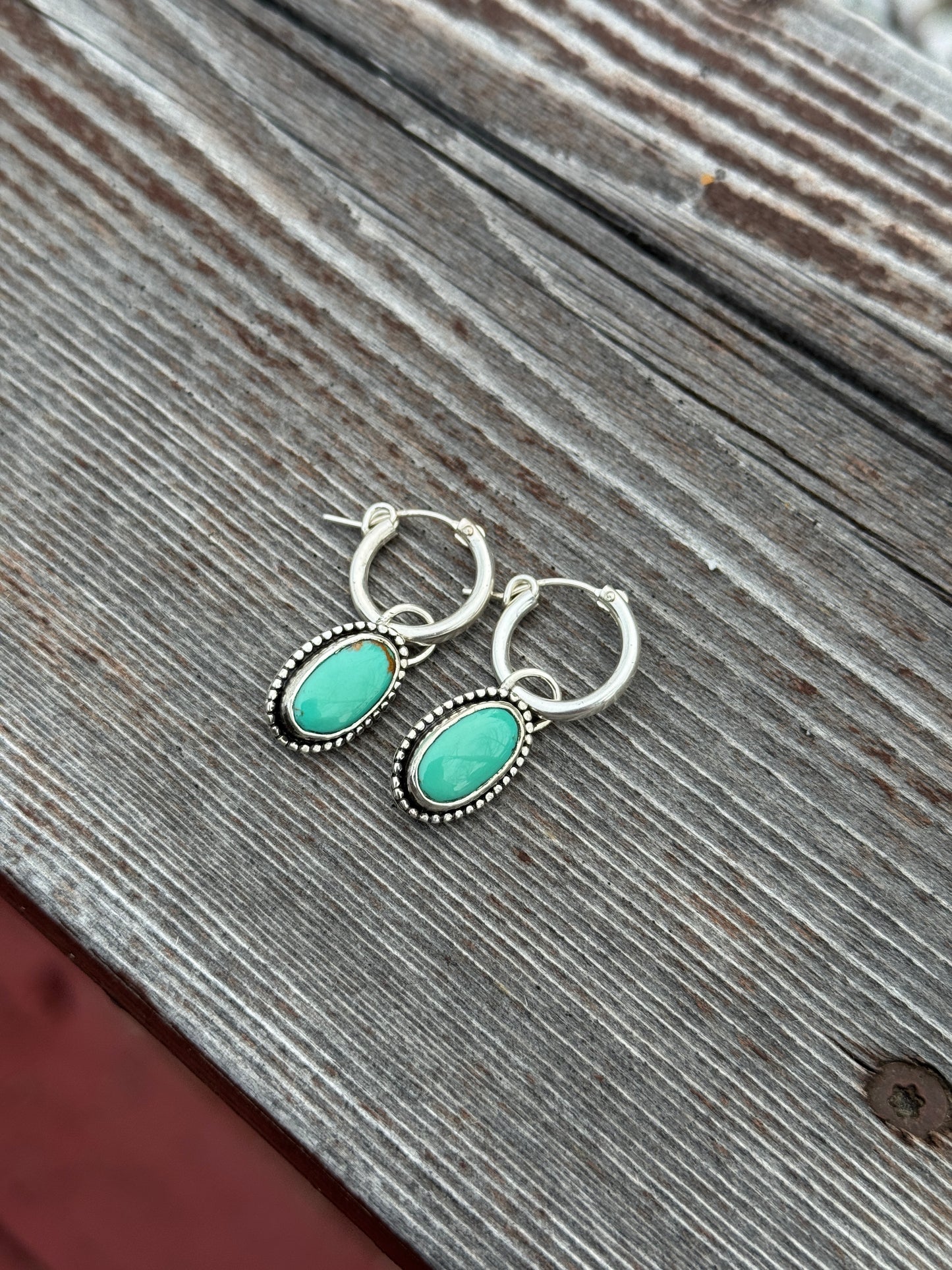 TURQUOISE HUGGIE HOOPS