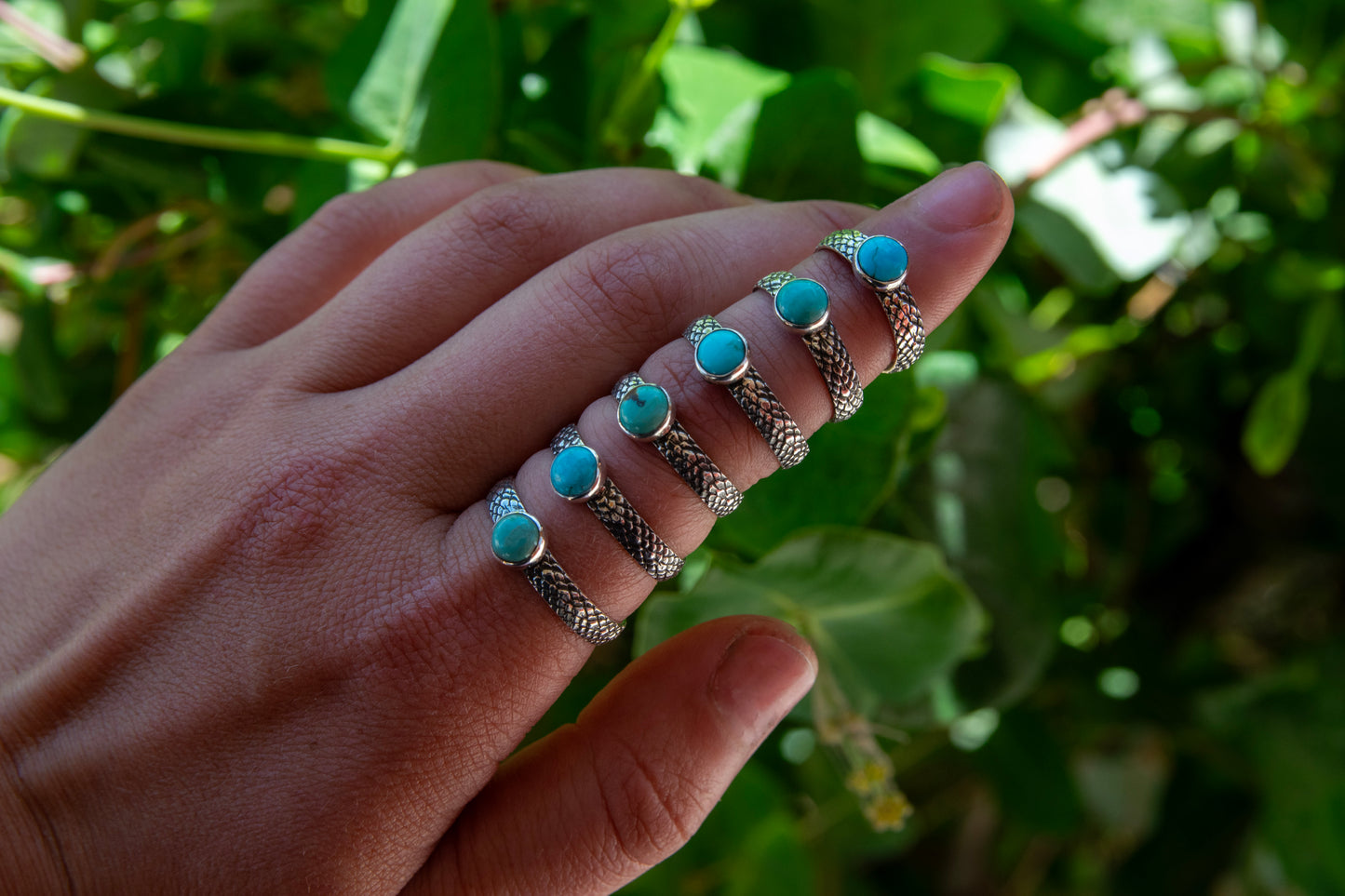 KINGMAN TURQUOISE SNAKE RINGS