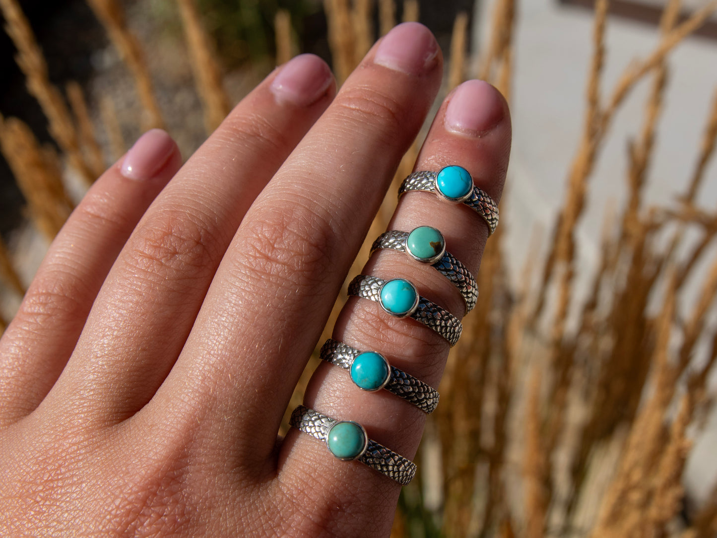 KINGMAN TURQUOISE SNAKE RINGS