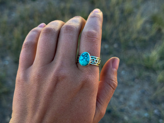 SIZE 10 1/4 BLUE MOON TURQUOISE