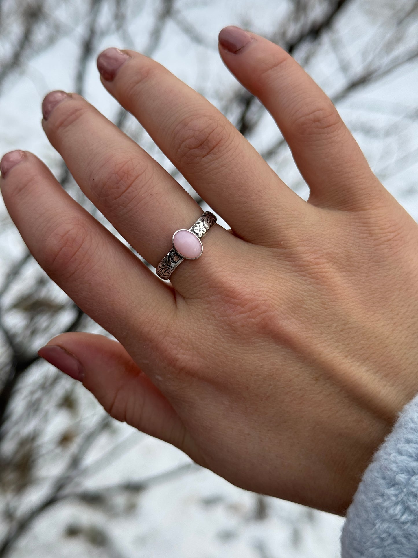 SIZE 8 PINK OPAL RING