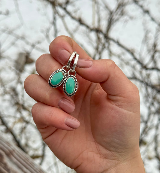 TURQUOISE HUGGIE HOOPS